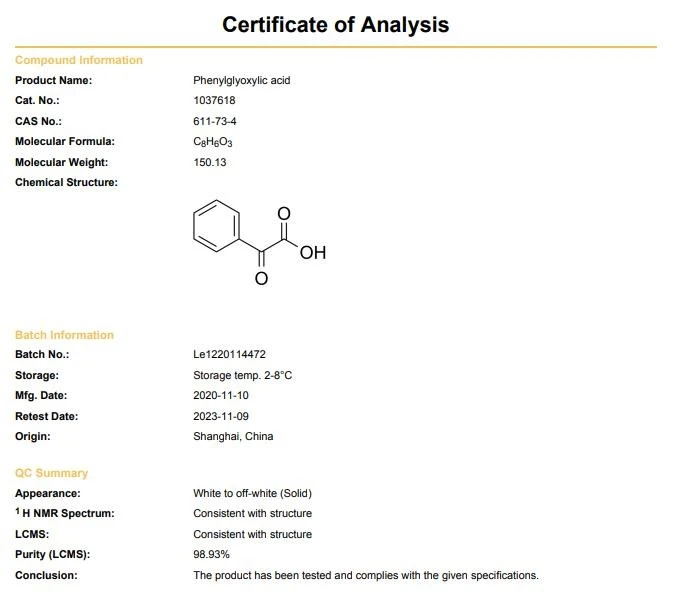 Phenylglyoxylic Acid CAS 611-73-4
